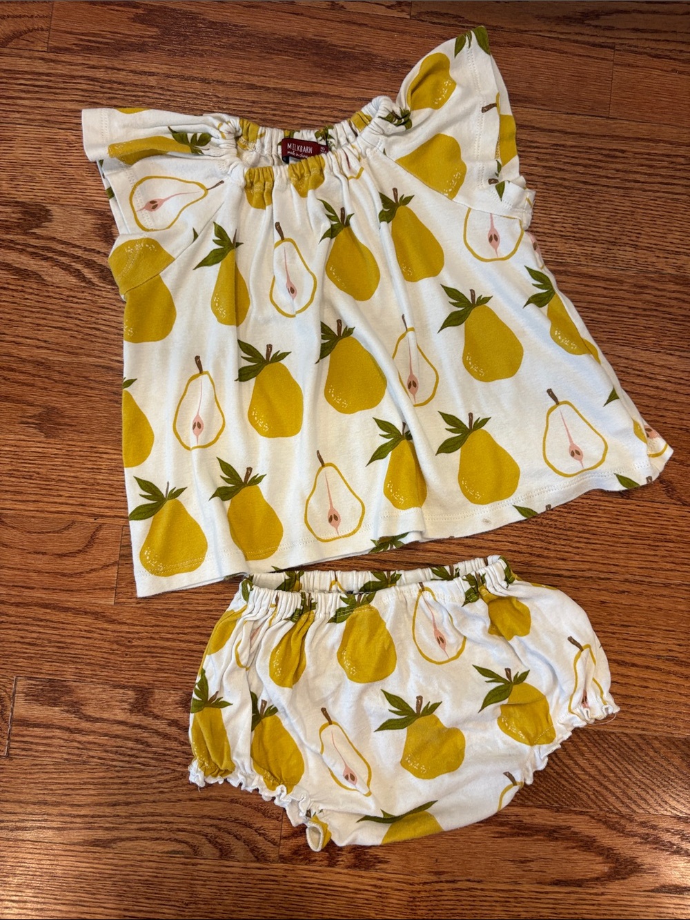 Milkbarn Yellow Pear Print Top & Bloomers